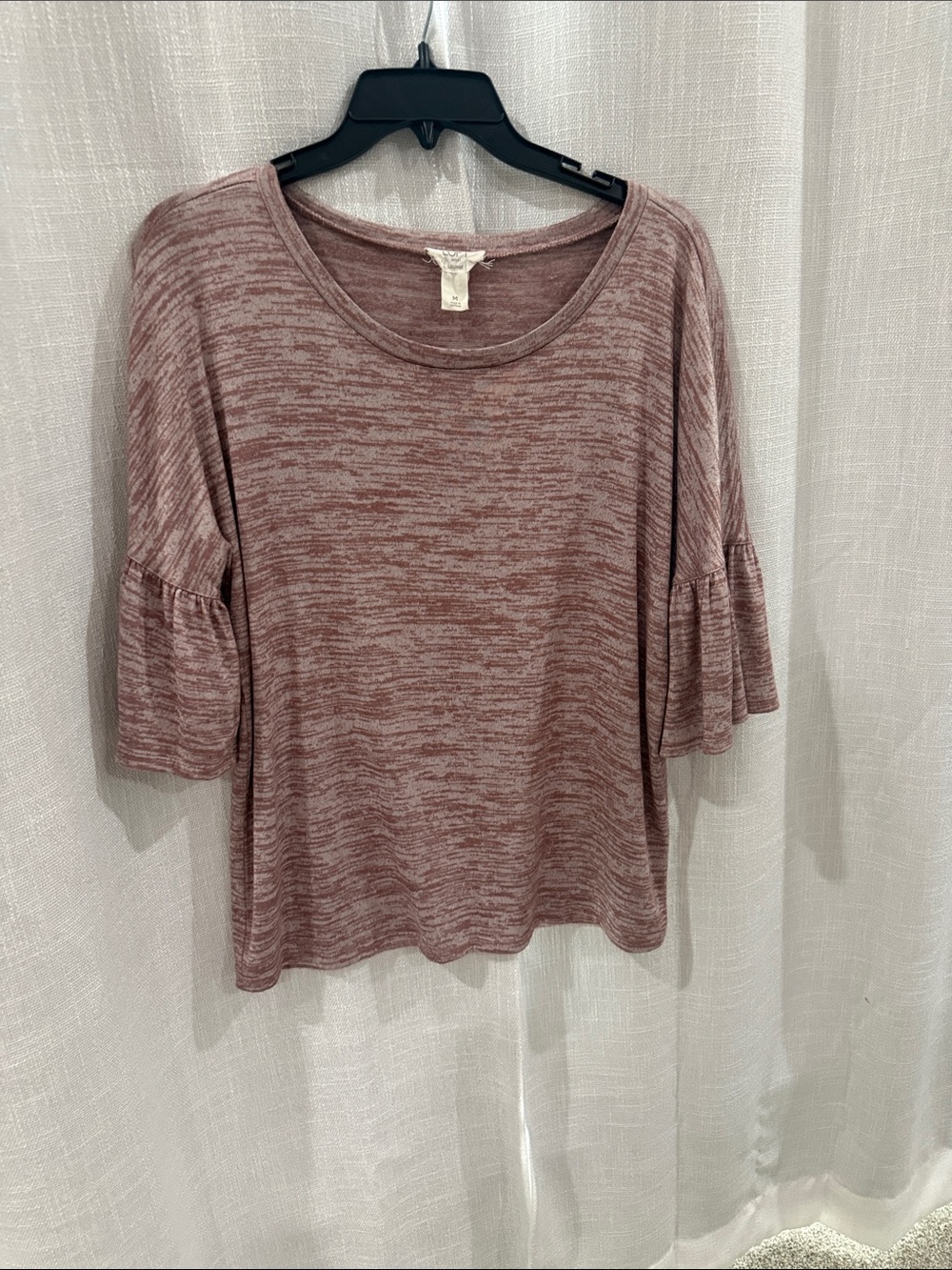 LOFT M Heathered Rose Shortsleeve medium Bell Sleeve Tee
